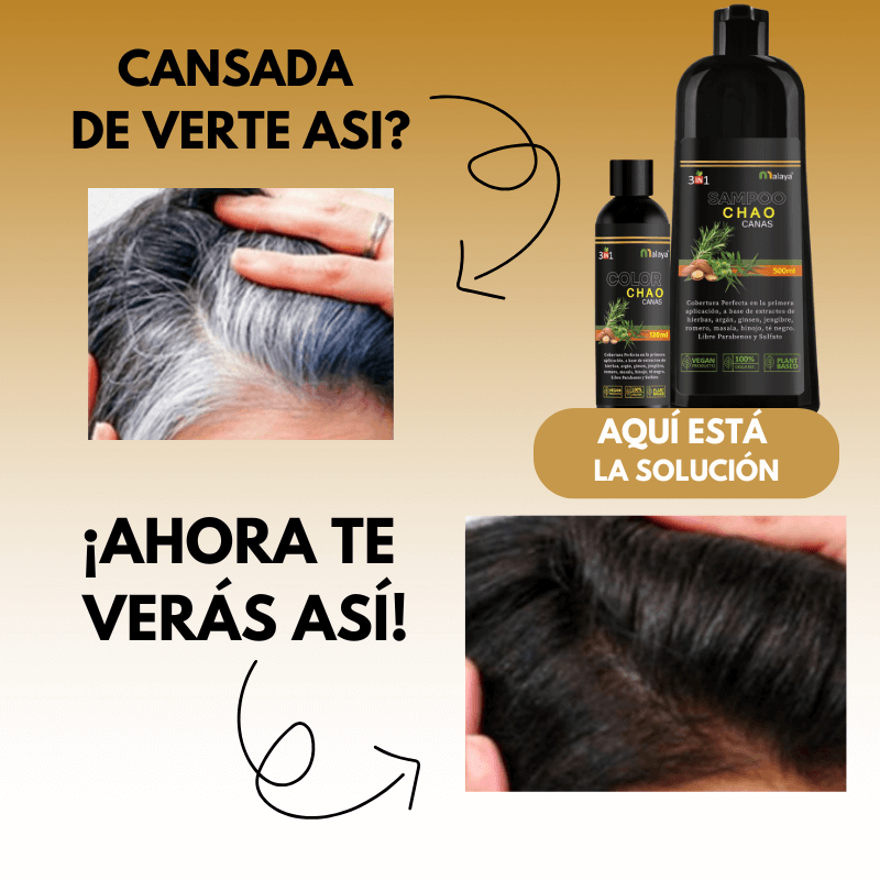 Shampoo Chao Canas – Cubre Canas en 15 Minutos + Tratamiento Activador GRATIS